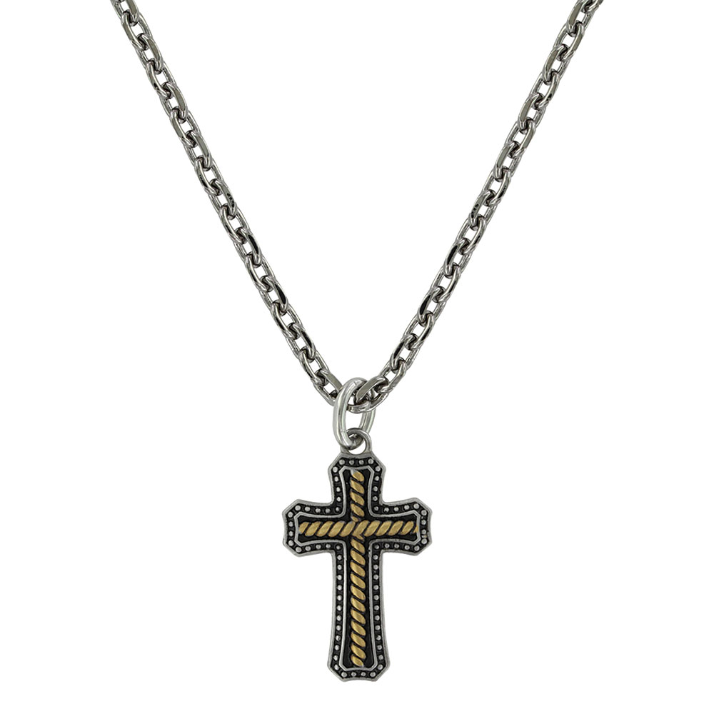 Two Tone Stainless Cross Necklace