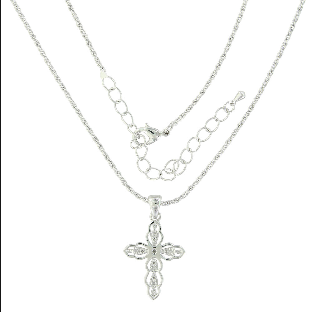 Fancy Scallop Rose Gold Cross Necklace