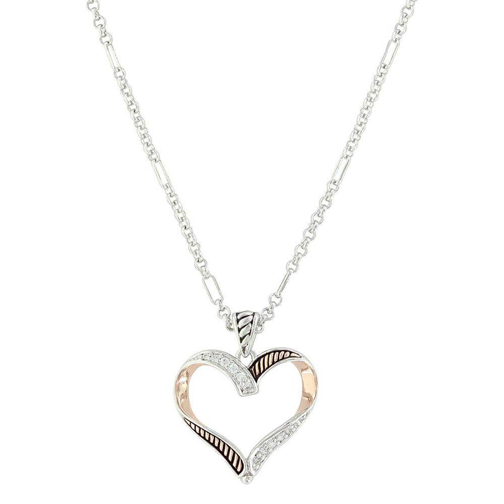 Rope & Rose Gold Twisted Heart Necklace