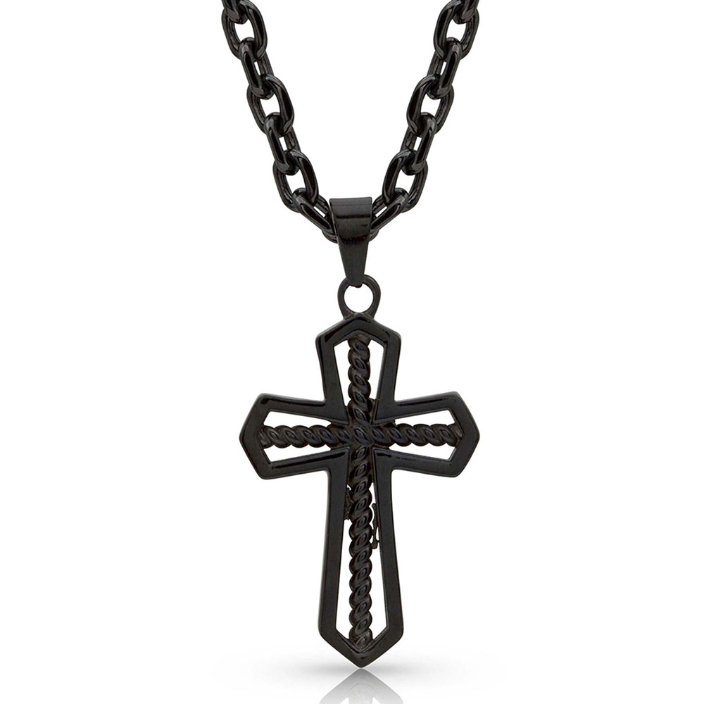 Gunmetal Cross Necklace