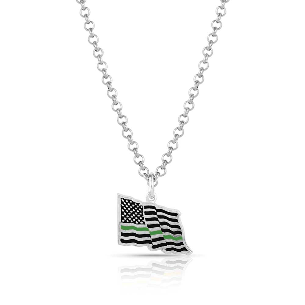 The Thin Green Line Flag Necklace