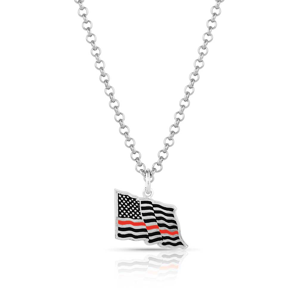 I Stand Behind the Thin Red Line Flag Necklace