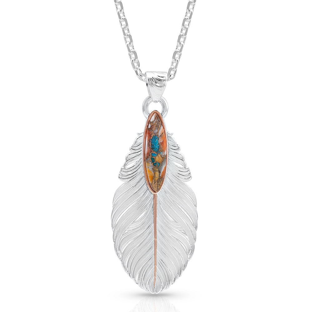 Mountain Glacier Turquoise Ruffled Feather Necklace