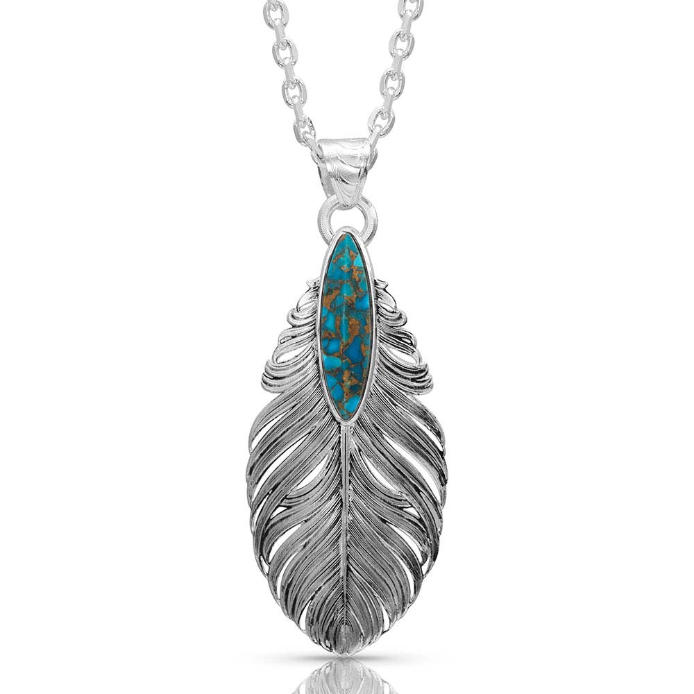 Santa Fe Ruffled Feather Turquoise Necklace