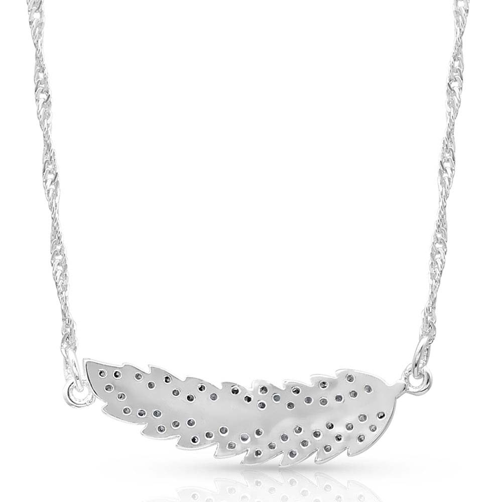 Curved Feather Glitter Necklace