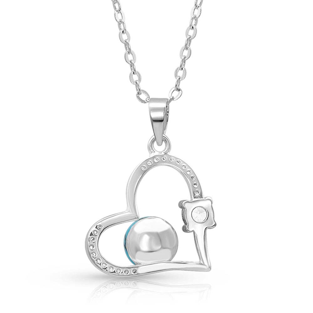 Open Heart Turquoise Pearl Necklace