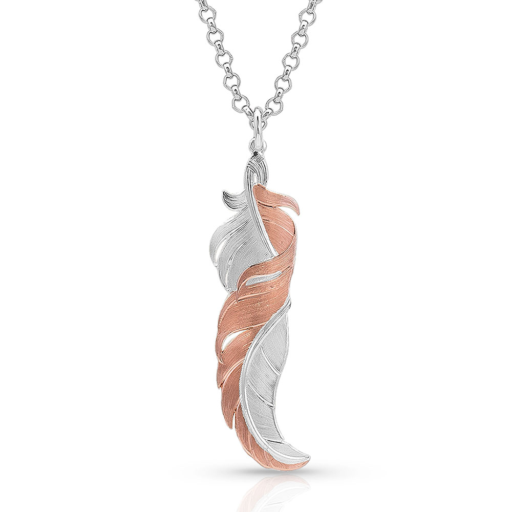 Twisted Rose Feather Necklace