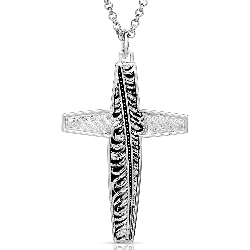 Faith in Hope Feather Cross Necklace