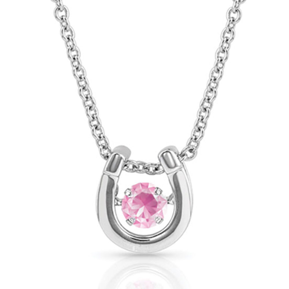 Dancing Birthstone Horseshoe Necklace - color OCT