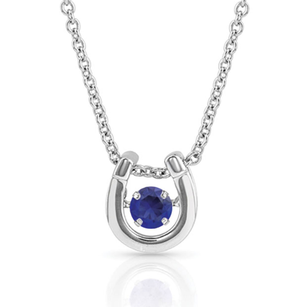 Dancing Birthstone Horseshoe Necklace - color SEP