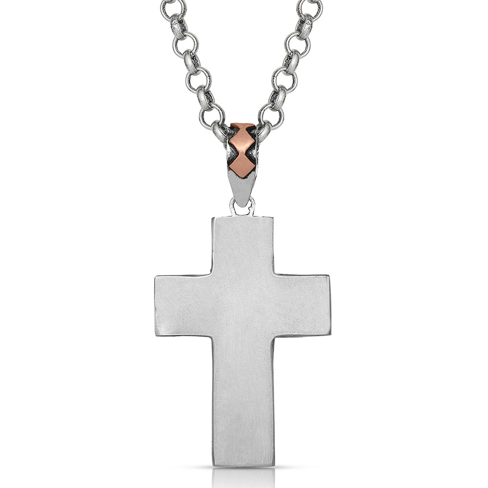 Antiqued Serrated Cross Necklace