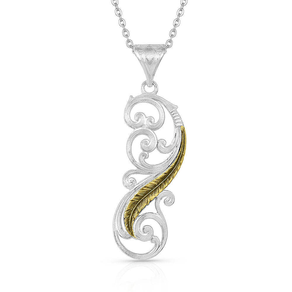 Sunfire Filigree Feather Necklace