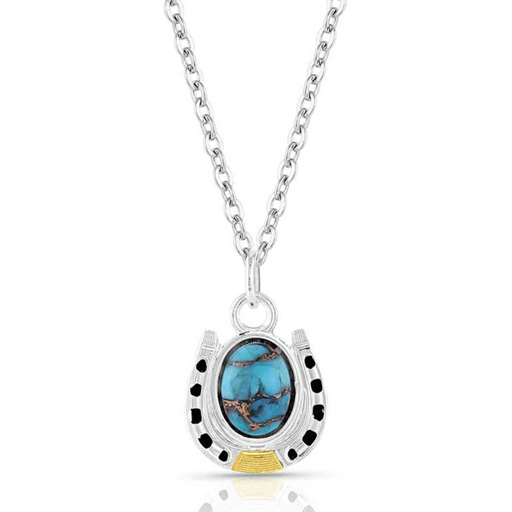 Set In Stone Gold & Turquoise Small Pendant Necklace