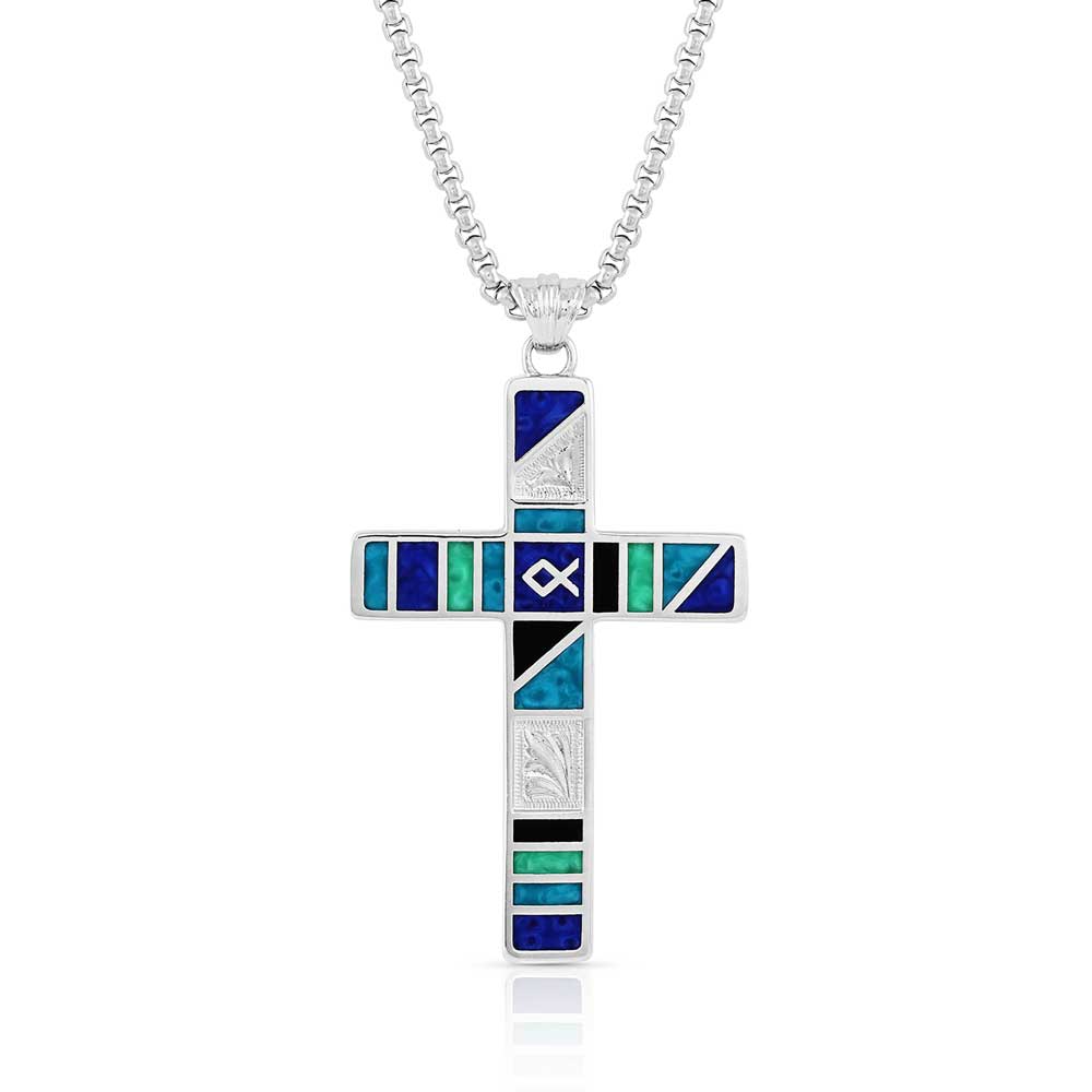 Legends Block Color Cross Necklace