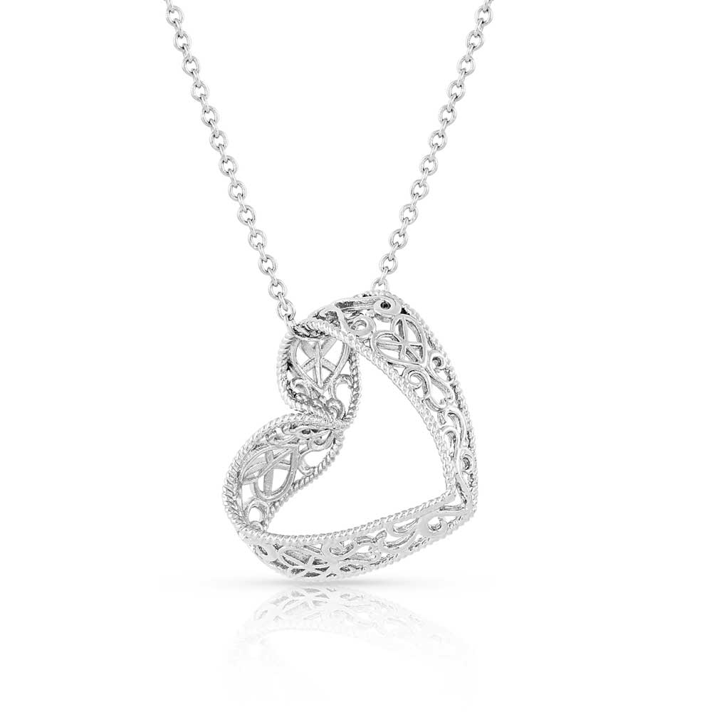 Hanging By A Heartstring Silver Necklace