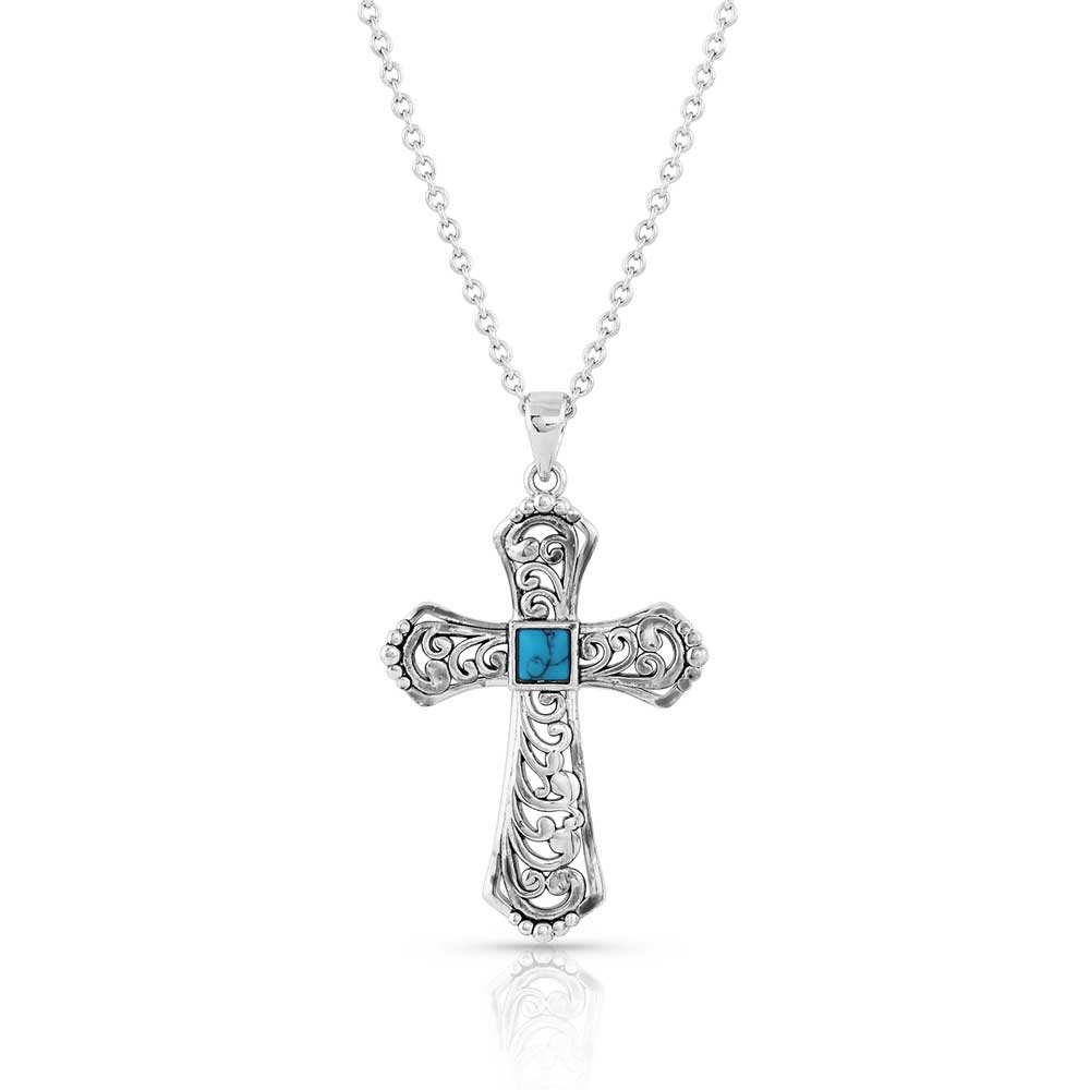 Cathedral Curves Silver Cross Necklace