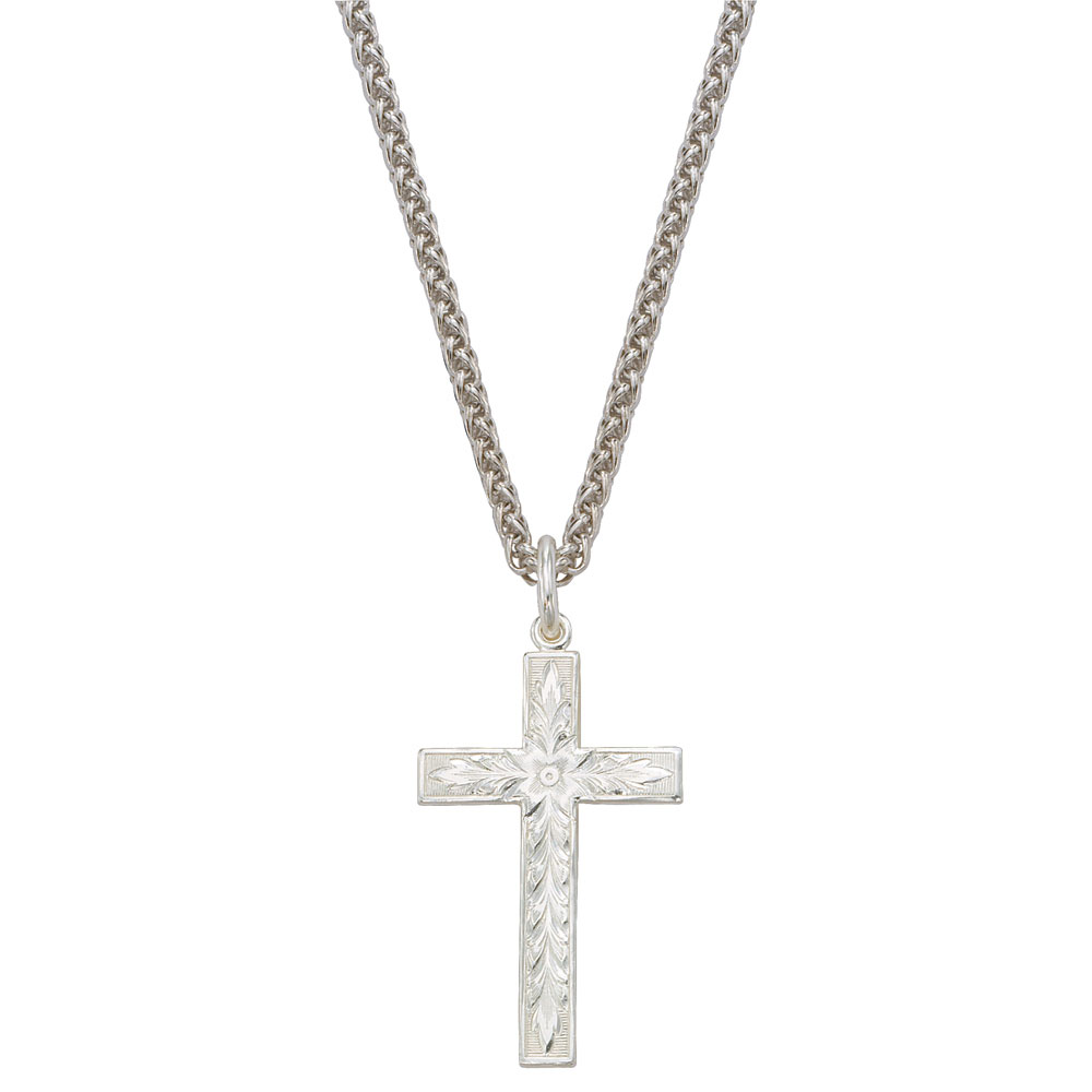 silver cross with diamonds