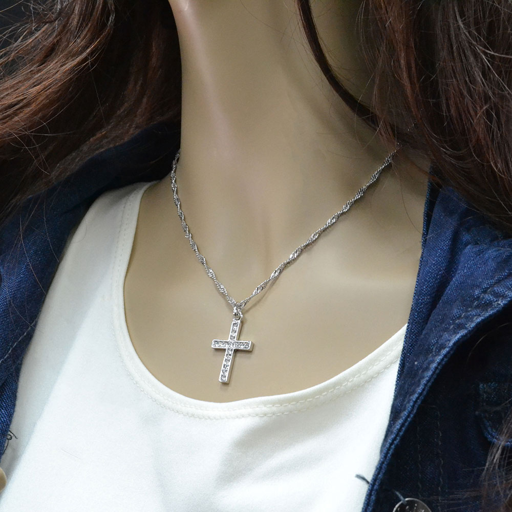 Lined Cross Necklace