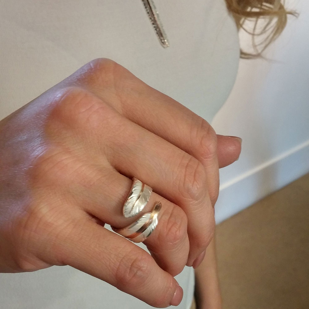 Rose Gold Filament Feather Ring 