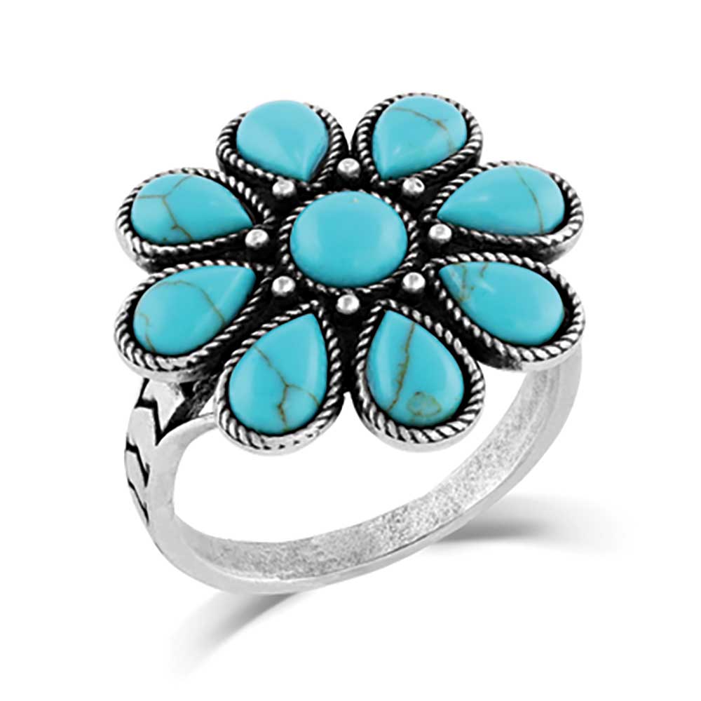 Blue Sunflower Turquoise Ring